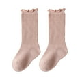 thumbnail image 1 of NOKIO Baby Girls Knee High Ruffle Socks for Toddler Kids, Baby Ruffled Dress Socks Over The Knee Stockings, Solid Color Boneless Loose Tube Socks, 1 of 8