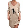 thumbnail image 1 of Vestidos de manga corta con hombros descubiertos y encaje con cuello en V estampado sexy de verano para mujer Fridja bnh5631, 1 of 8