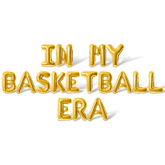 Letter Balloons - IN MY BASKETBALL ERA 16" Inch Alphabet Letters Foil Mylar Balloon Basketball Themed Birthday Party Banner (Gold)