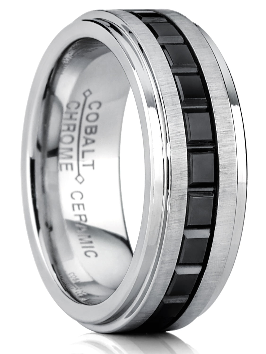 RingWright Co. Men�s Two Tone Brushed Cobalt Wedding