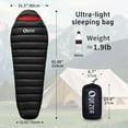 thumbnail image 3 of QEZER Ultralight Down Sleeping Bag for Adults, 650FP, 860g, 3-Season Compact for Backpacking & Camping, 36°F-46°F, 3 of 9