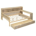 thumbnail image 5 of Euroco Wood Full Size Daybed with Bookcase and Desk, Functional Shelves and 2 Drawers, Natural, 5 of 18