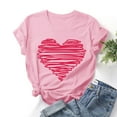 thumbnail image 2 of Besolor T-Shirt de la Saint-Valentin pour Femmes, Mode Imprimé Cœur, Manches Courtes, Col Rond, 2 of 3