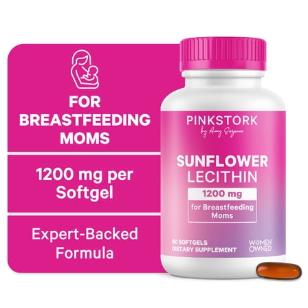 Pink Stork Sunflower Lecithin Supplement for Clogged Milk Ducts - 60 Softgels