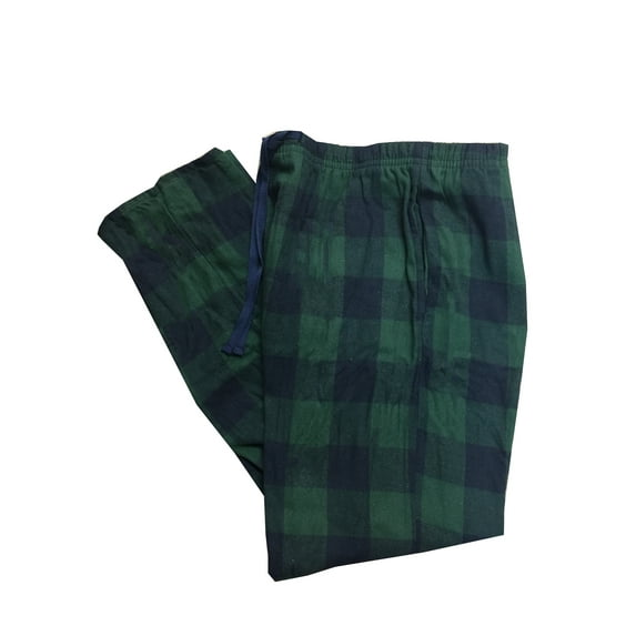 Isotoner Men's Flannel Pajama Lounge Pant, Blue Green Plaid, Large