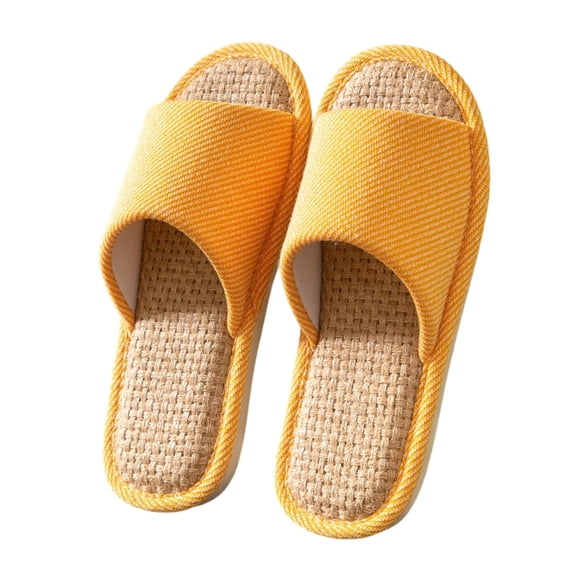 Bibifish Womens House Slippers Linen Breathable Non Slide Sandals Home Indoor Casual Flat Slippers