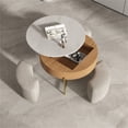 thumbnail image 2 of Magic Home Modern Round Coffee Table with Storage,Lift-Top Coffee Table Nesting Sofa Table with 3 Stools Space-Saving Multiple Purpose,White, 2 of 10