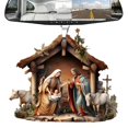 thumbnail image 4 of Adornos de belén, decoración del nacimiento de Jesús, colgante de belén plano de acrílico para decoración de árbol de Navidad de coche, 4 of 5