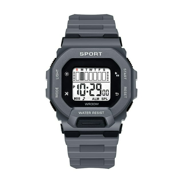 Student Watch LED Large Screen Waterproof Adjustable Multifunctional Comfortable to Wear Square Dial LED Digital Watch Daily Wear