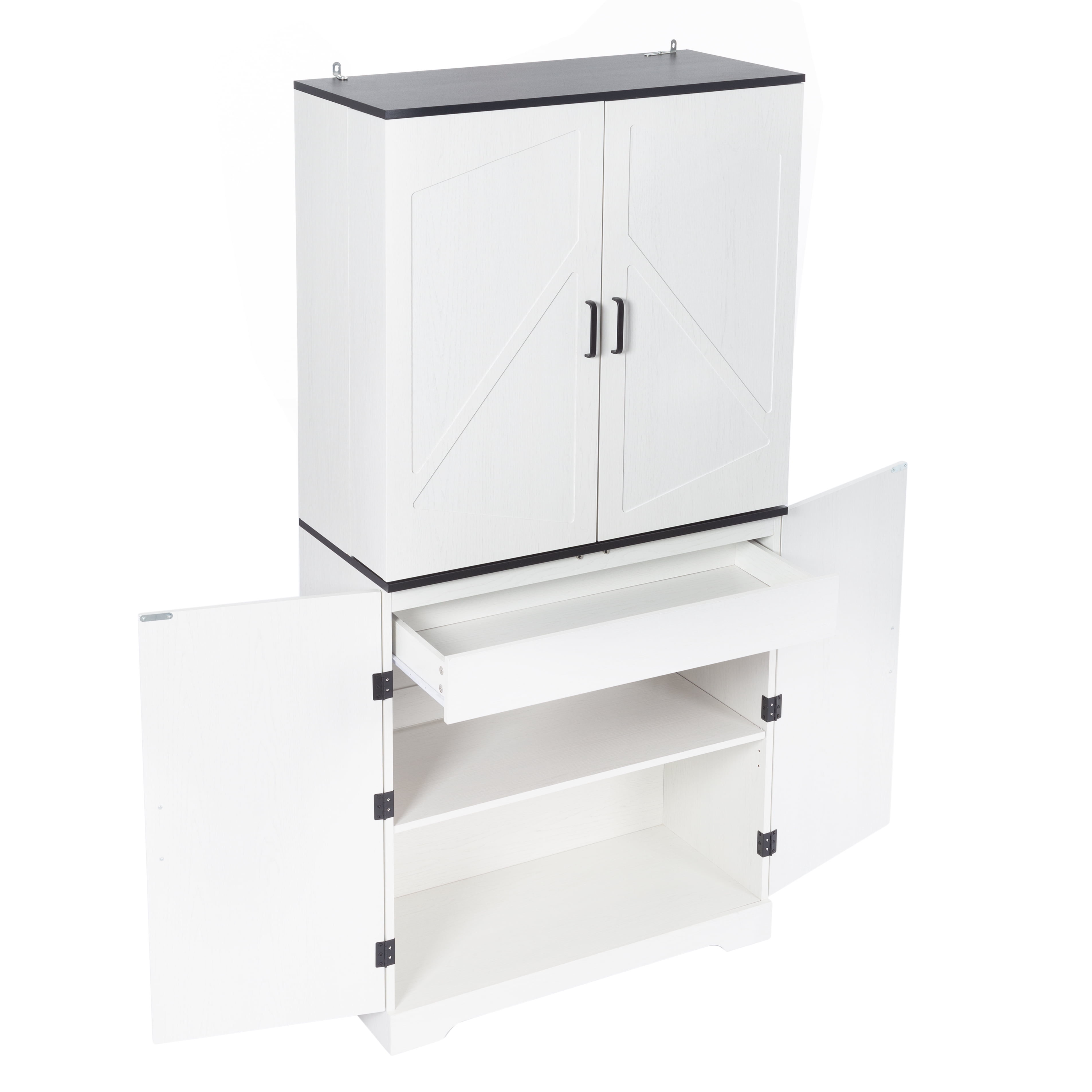 Gewnee 67.7" Modern Kitchen Pantry Cabinet with Magnetic Lock,Adjustable Shelves & Door Storage - Versatile Storage Cabinet for Kitchen,Dining or Living Room Organizer