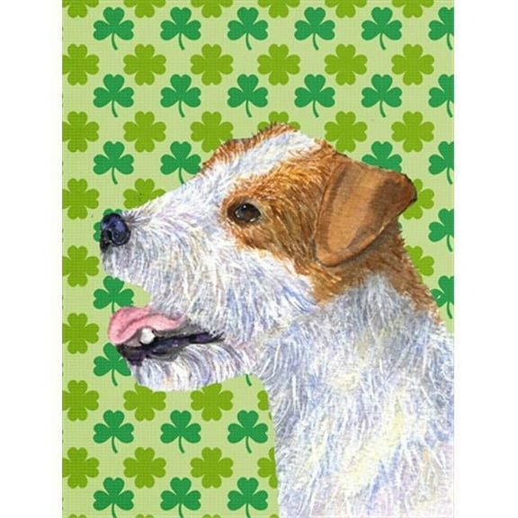 Jack Russell Terrier St. Patricks Day Shamrock Portrait Flag Canvas House Size