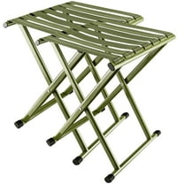 2pcs Folding Camping Stools, Heavy Duty Metal Portable Chair with Breathable Nylon Seat Anti-Slid Leg Cover for Outdoor Walking Hiking Fishing Gardening Bathroom Stool, Green 13.9x14.3x17.8inch