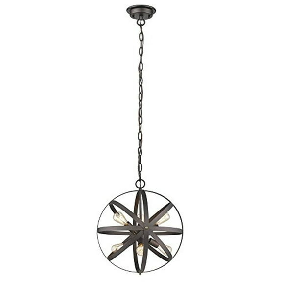 IRONCLAD Industrial-style 6 Light Rubbed Bronze Ceiling Pendant 17" Wide