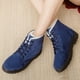 thumbnail image 5 of Botas de nieve cálidas de algodón para mujer, con cordones, planas, bonitas, de talla grande, cómodas, con plataforma hasta el tobillo, para invierno, 5 of 5