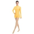 thumbnail image 5 of IBTOM CASTLE Women Mock Neck Ballet Dance Leotards Long Sleeve Gymnastic Bodysuit One Piece Ballerina Dancewear M Yellow, 5 of 6