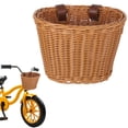 thumbnail image 1 of Kids Bicycle Handlebar Basket, Bicycle Hanging Basket with Adjustable PU Belts, Weatherproof Hand-Woven Rattan Storage Basket, Kids Bicycle Accessories, 1 of 6