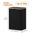 thumbnail image 4 of Cesto para la Ropa Sucia de 150L con Tapa, Cesta para la Colada con Asas de Bambú y 2 Bolsa Extraíble, Cesto de Ropa Plegable Grande para Dormitorio, Cuarto de Baño, Lavadero, Negro, 4 of 9