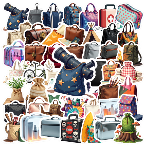 cartoon Bag Theme Stickers, Waterproof Bag Theme Sticker for Water Bottle Laptop Phone Cases Planner Skateboard Luggage Helmet Party Favor Decor, Ideal for Adults Teens Teacher Rewards