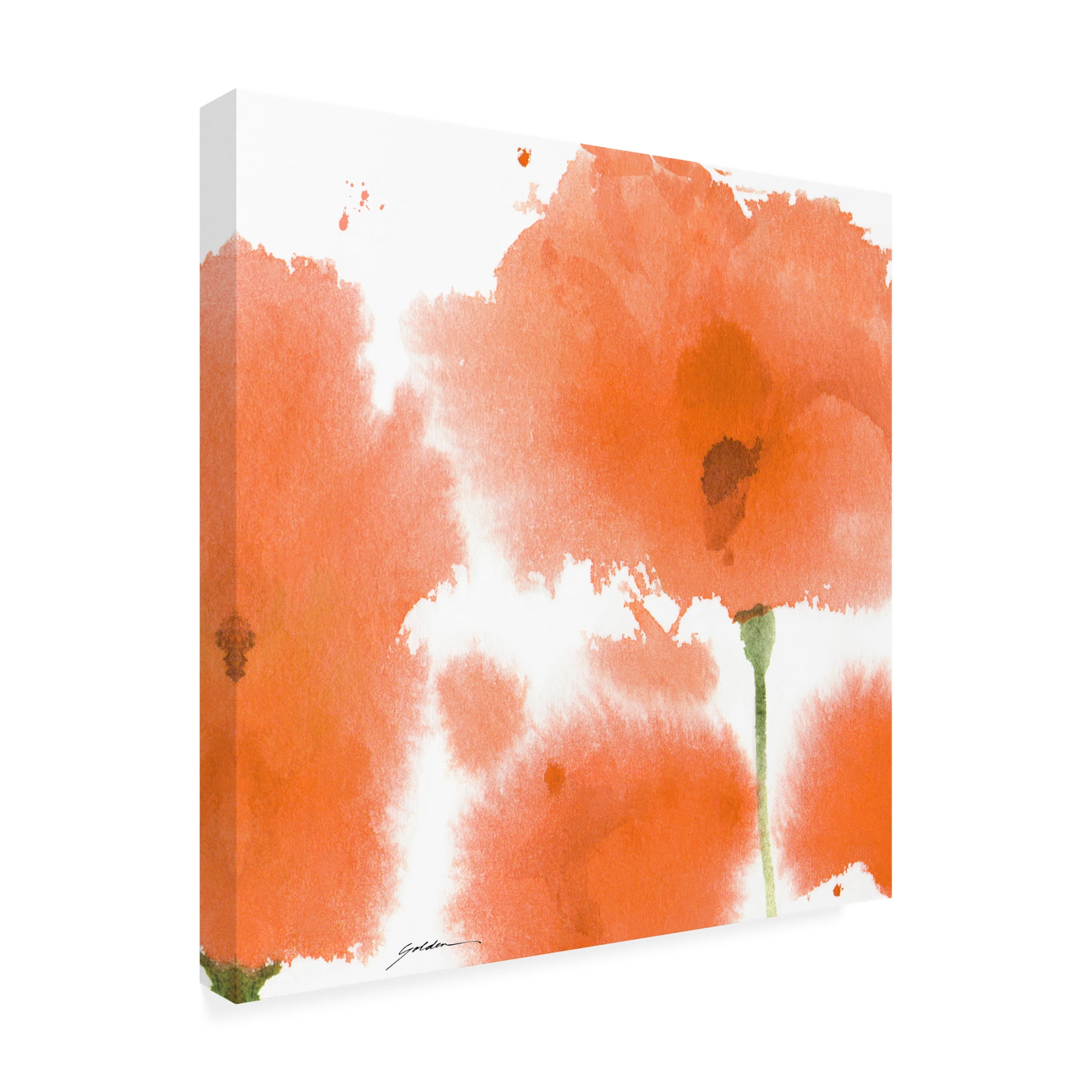 Canvas Wall Art - Sheila Golden 'Red Orange Poppies' Wall Art for Living Room, Bedroom, or Office Décor by Trademark Fine Art - 35 x 35 Inches