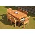 thumbnail image 3 of Grade-A Teak Dining Set: 6 Seater 7 Pc: 60" Rectangle Table And 6 Leveb Stacking Arm Chairs Outdoor Patio WholesaleTeak #WMDSWVm, 3 of 5