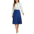 thumbnail image 2 of Falda elegante midi de cintura alta con cremallera lateral A-Line para mujeres Inspire Chic, 2 of 4