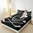 thumbnail image 4 of Homewish Ice Hockey Bed Sheets 4pcs for Boys, Gray Black King Sheets, Sport Helmet Sheet Set, Microfiber Bedroom Decor, 4 of 7