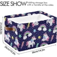 thumbnail image 3 of GZHJMY Cute Unicorn Doodle Shelf Storage Baskets, Foldable Fabric Storage Bins with Leather Handles for Organizing Closet Clothes, Toys, Towels, Bedroom, Bathroom, Nursery, Office (2 Pack), 3 of 7