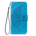 thumbnail image 3 of Butterfly Embossed Wallet Case for iPhone 15 Pro Max, PU Leather Flip Cover with Card Holder, Kickstand & Lanyard, Shockproof,,Blue,For iPhone 15 Pro Max, 3 of 9