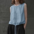 thumbnail image 2 of Women's Double Layer Sleeveless Cotton Linen Top Casual Layering, 2 of 5
