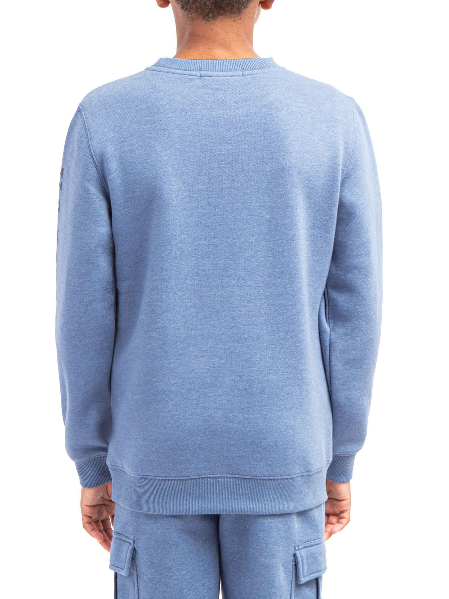 U.S. Polo Assn. Boys Print Sleeve Fleece Crewneck Sweatshirt, Sizes 4-18