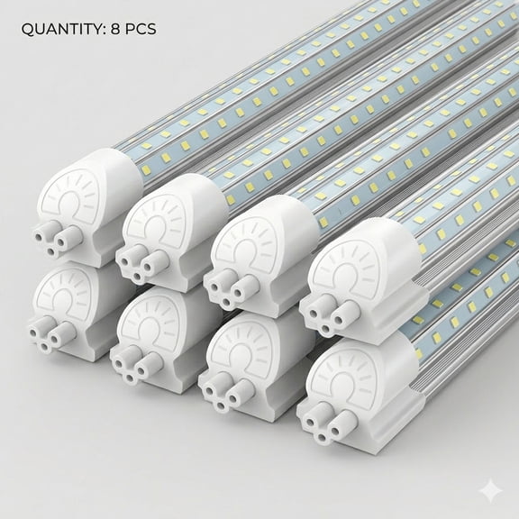 JESLED 4FT T8 LED Shop Light, 50W 7500LM Daylight White, D-Shape 8 Pack