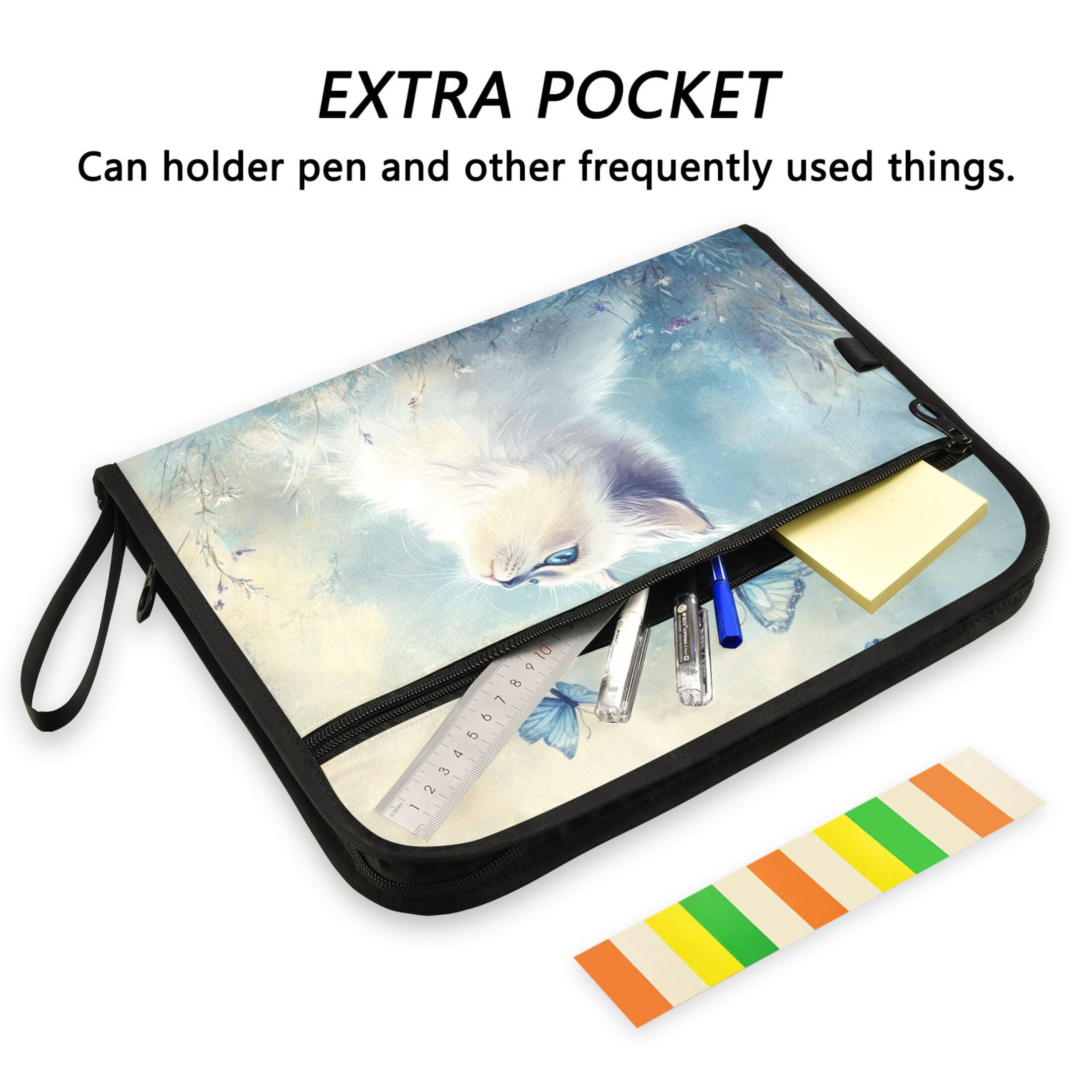 WOBOGO Pretty White Ragdoll Cat Expanding File Folder Letter Size Accordion Filing Organizer 13 Pocket Separate Organ Pocket