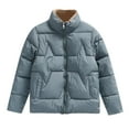 thumbnail image 3 of Jinhomg Plus Size Women Quilted Coat Fall Winter Comfy Full-Zip Stand Collar Puffer Jacket Thermal Long Sleeve Padded Coats with Pockets Summer Saving Light Blue XXXL, 3 of 10