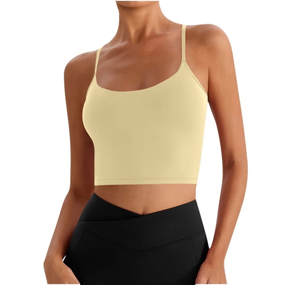 Women's Push-Up Sports Bra Elastic High Impact Shockproof with Breast Pads Breathable Supportive for Gym Running Yoga Daily Workout Activewear Yellow XL