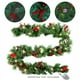thumbnail image 4 of Bola navideña decorativa de ratán de 1,8 m (71 pulgadas) con luces, piña decorativa de ratán, bayas rojas, adorno navideño mixto, ratán artificial, ramas de pino de plástico, ratán., 4 of 8