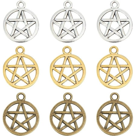 1 Box 90Pcs Pentagram Charms Small Charms Pentacle Star Charms Vintage Magic Charm Charm Bulk Protection Lucky Charm for Jewelry Making Charms DIY Earrings Bracelet Necklace