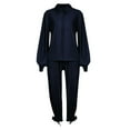 thumbnail image 1 of Women‘s Autumn And Winter Elegant Solid Color Style Thread Long Sleeve Pants Set, 1 of 4