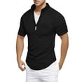 thumbnail image 2 of JTieacloth Button Classic T-Shirt Men's Slim Fit Zipper Shirt Casual Stretch Shoulder Pleated Zip Up Shirt Modern Stylish Long Sleeve Top For Men Black L, 2 of 5
