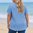 thumbnail image 3 of Favoffer Womens Plus Size Blouses V Neck Short Sleeve Ruffle Solid Color Casual Tops Soft Shirts for Office Dating Weekend Outdoor, 3 of 5