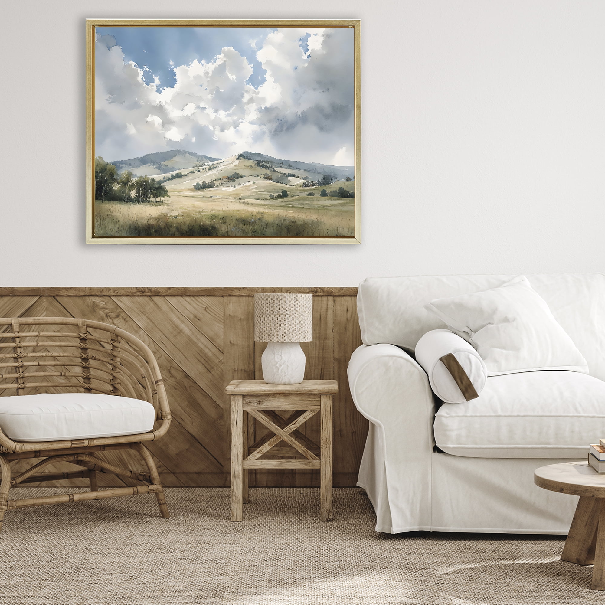 Stupell Industries Tranquil Hills Meadow Gold Framed Floater Canvas Wall Art, design by Franklyn Gregory