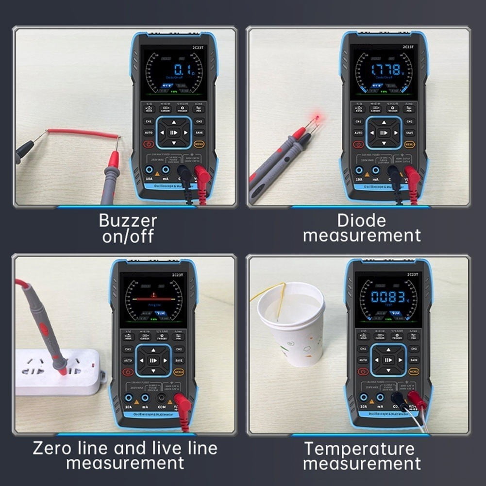 2C23T Handheld Digital Dual Channel Oscilloscope Multimeter 3in1 SignalGenerator