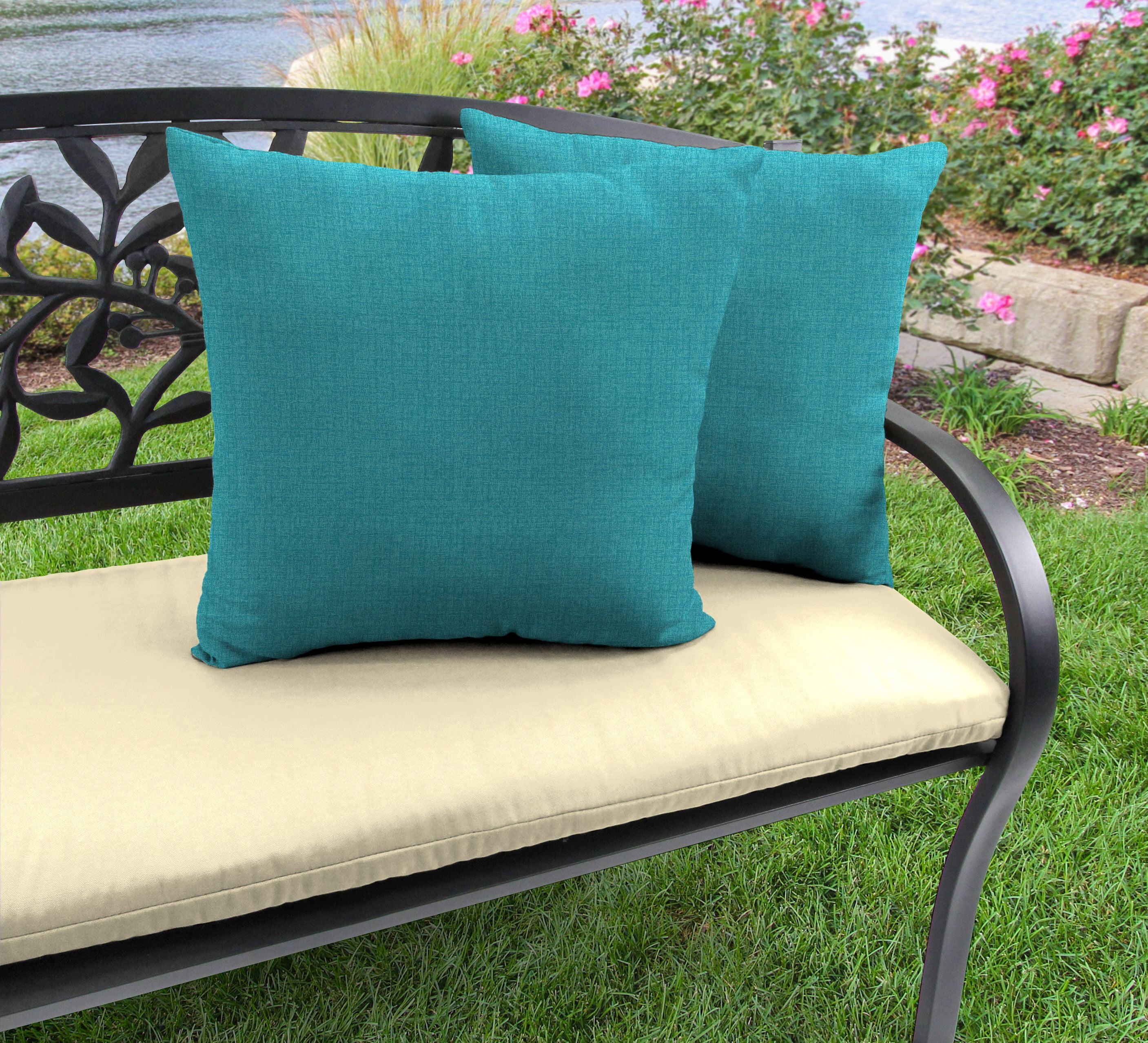 Jordan Manufacturing 16" x 16" McHusk Lagoon Aqua Solid Square Outdoor Throw Pillows (2 Pack)