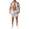 thumbnail image 2 of Genuiskids Men's Hawaii 2 Piece Shirt Outfits Fashion Printed Button Down Short Sleeve Shirt Summer Beach Vacation Shorts Set, 2 of 10