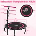 thumbnail image 6 of Jump Into Fun 50" Rebounder Trampoline for Adults, 330LBS Foldable Fitness Trampoline with Bungees, Adjustable Handlebar, Noise-free Exercise Rebounder for Indoor Workout, 6 of 9
