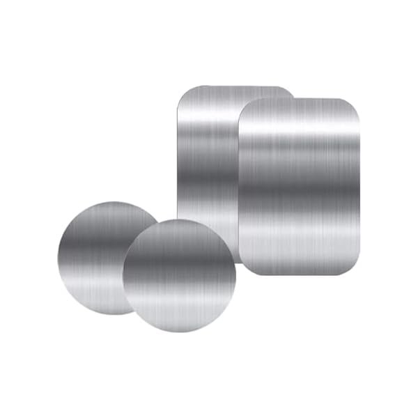 wonima44 Adhesive Thin Metal Plates(Compatible with Magnetic Mounts),4 Piece Metal Plates for Phone Case(2 Rectangle and 2 Round) S-07N(Silver)