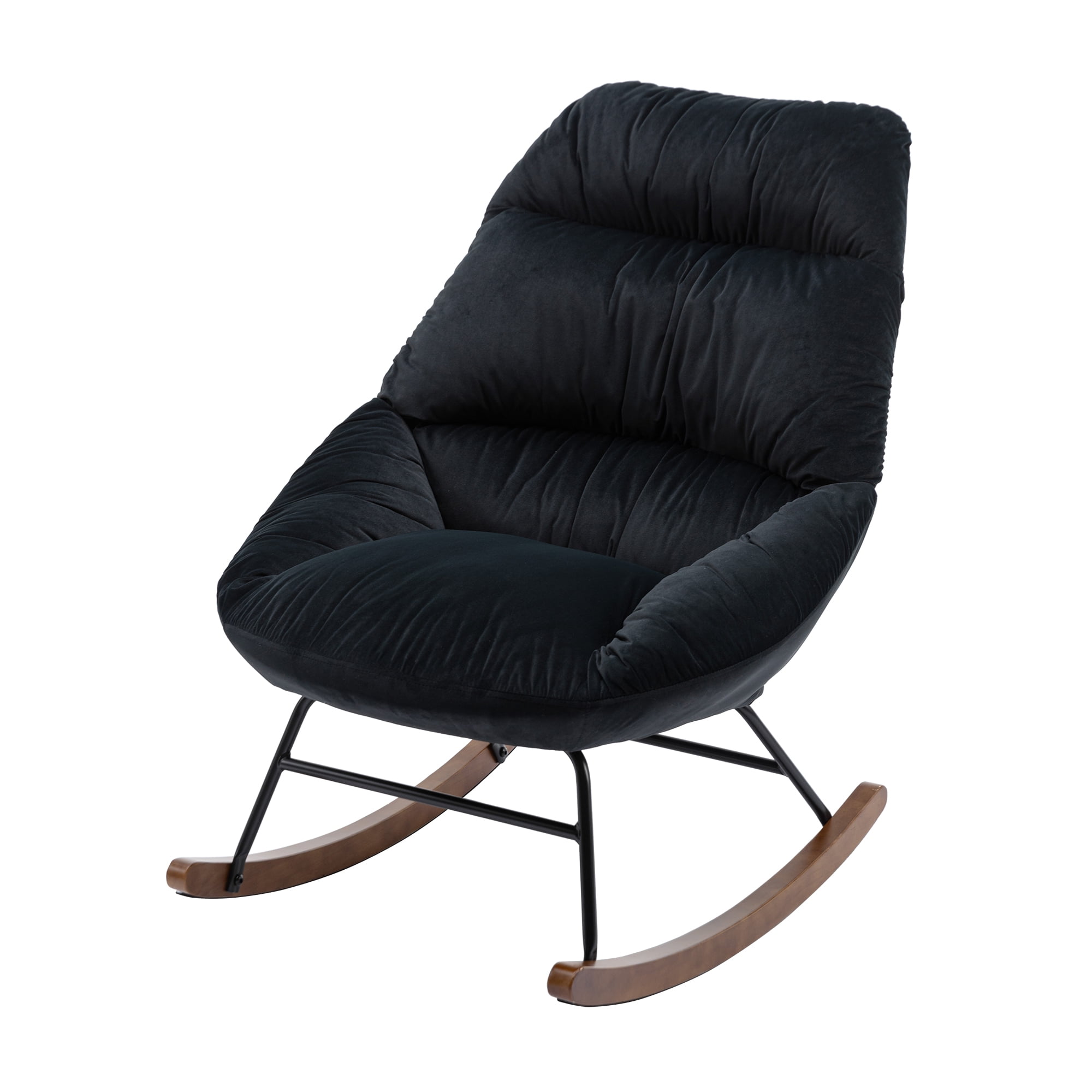 Nursery Rocking Chairs Tufted Uplostered Padded Seat Armchair Side