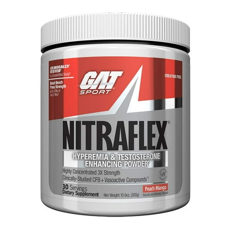 - NITRAFLEX - Testosterone Enhancing Powder, Increases Blood Flow, Boosts Strength and Energy, Improves Exercise Performance, Creatine-Free (Peach Mango, 30 Servings)