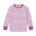 thumbnail image 3 of THDHVS Girls Long Sleeve Shirts,Shirts for Girls,Kids Striped Color Block Long Sleeve Tee Soft Cotton Casual for School Weekend Layering Pink 15-16 Years, 3 of 9