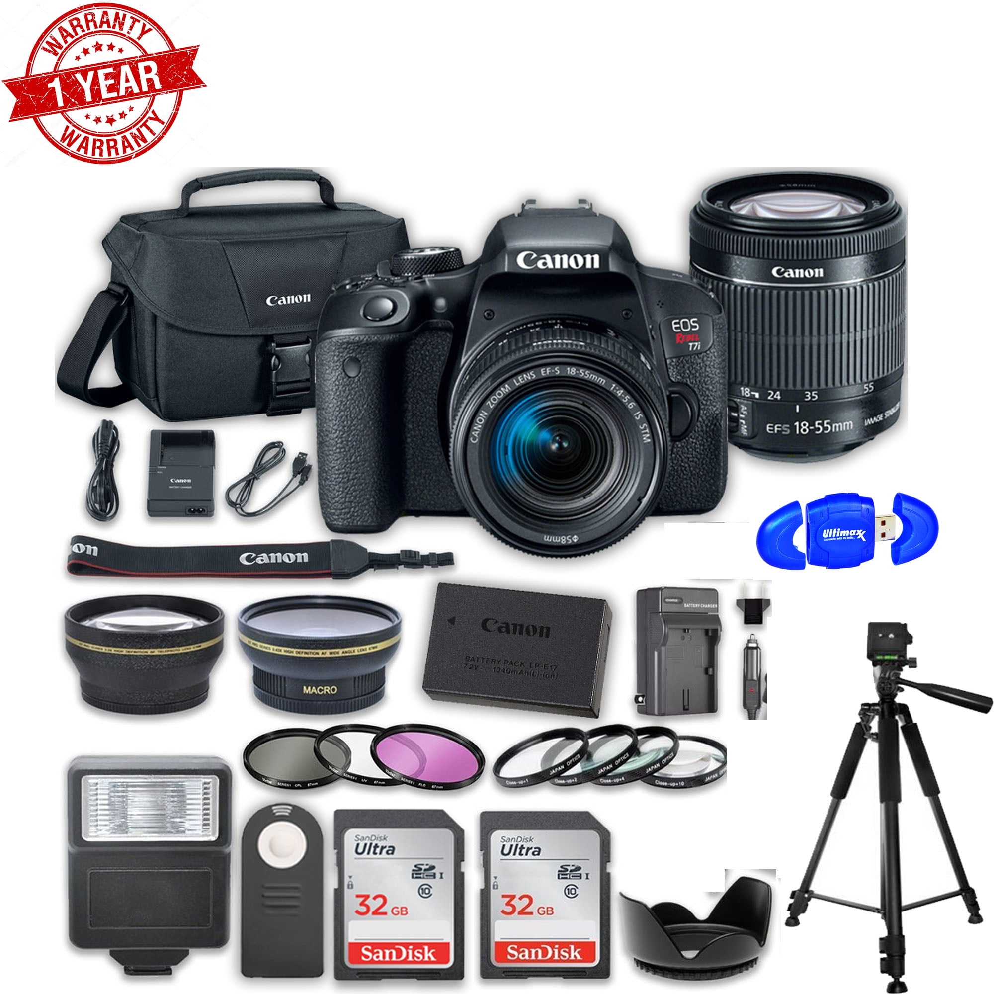 Canon EOS Rebel T7i DSLR Camera Bundle with Canon EFS 1855mm f/45.6