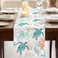 thumbnail image 3 of Table Runners 70 Inches Long Dress Scarves, Teal Red Coastal Farmhouse Coffee/Dining/Kitchen Table Decor, Holiday Table Runner, Beach Nautical Sea Turtle Coral Starfish 13x70 Inch, 3 of 9